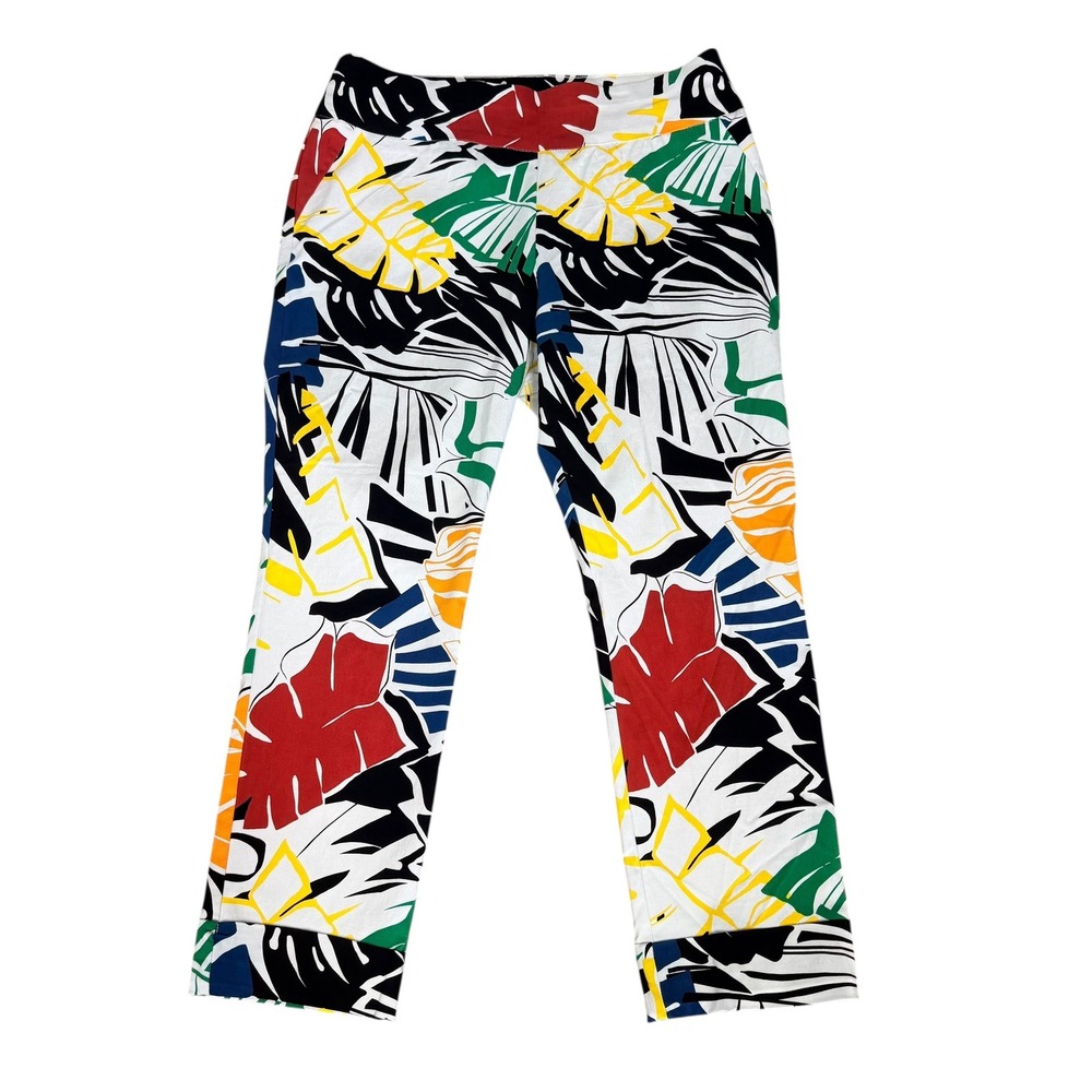 New York Company Tropical Leaf Print Pants Wide Leg‎ Y2K Hawaiian Festival Large